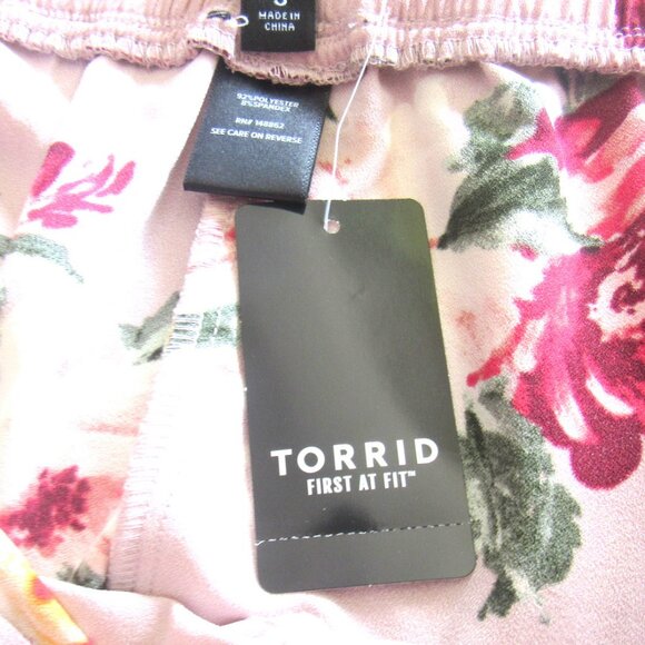 Torrid Pink Flowered Waist Tie Soft, Flowing Pants, Size 3X, 22-24, NWT     K220 - Picture 7 of 9